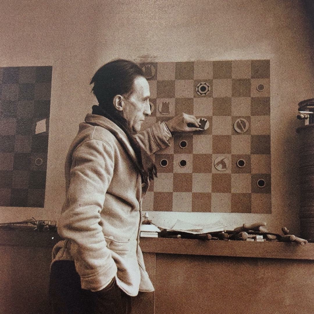 Marcel Duchamp at the chess board